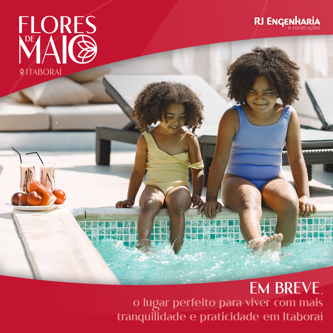 Peça de divulgação do Flores de Maio com área de piscina