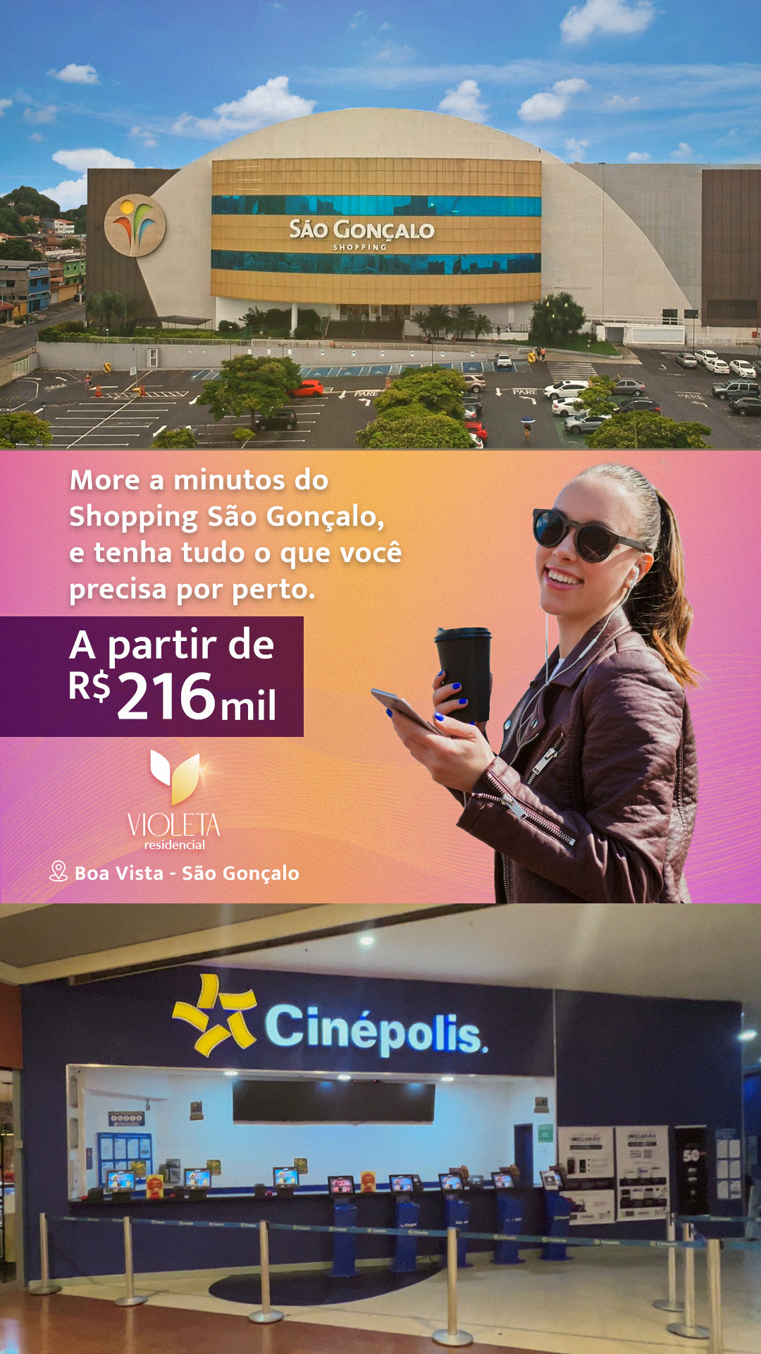 Peça promocional do Violeta Residencial em São Gonçalo